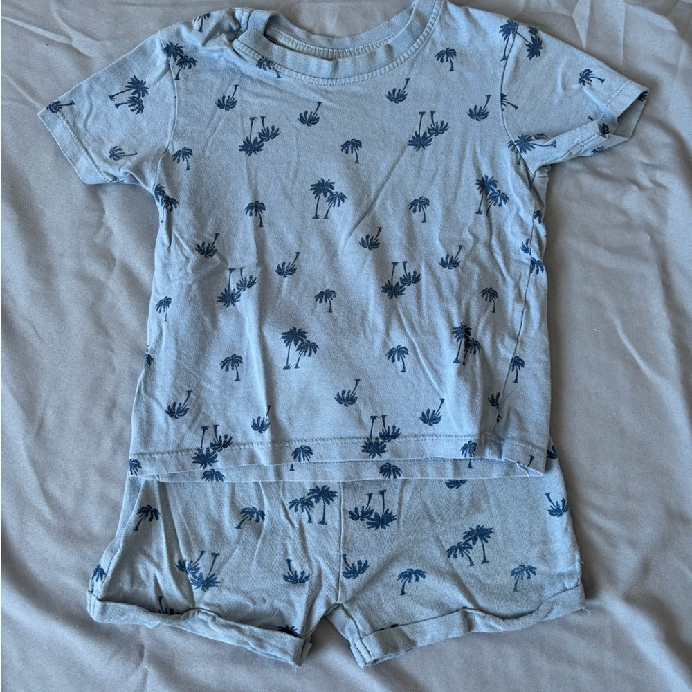 Primark Light Blue Kids Pajama Set with Palm Trees
